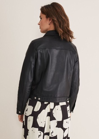 Phase Eight Myrtle Leather Jackets Black Australia | OV8654290